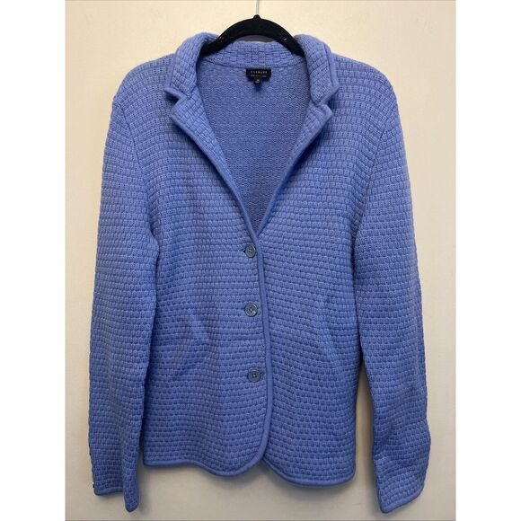 Talbots women's sweater merino wool jacket, medium, blue‎ - Picture 1 of 9
